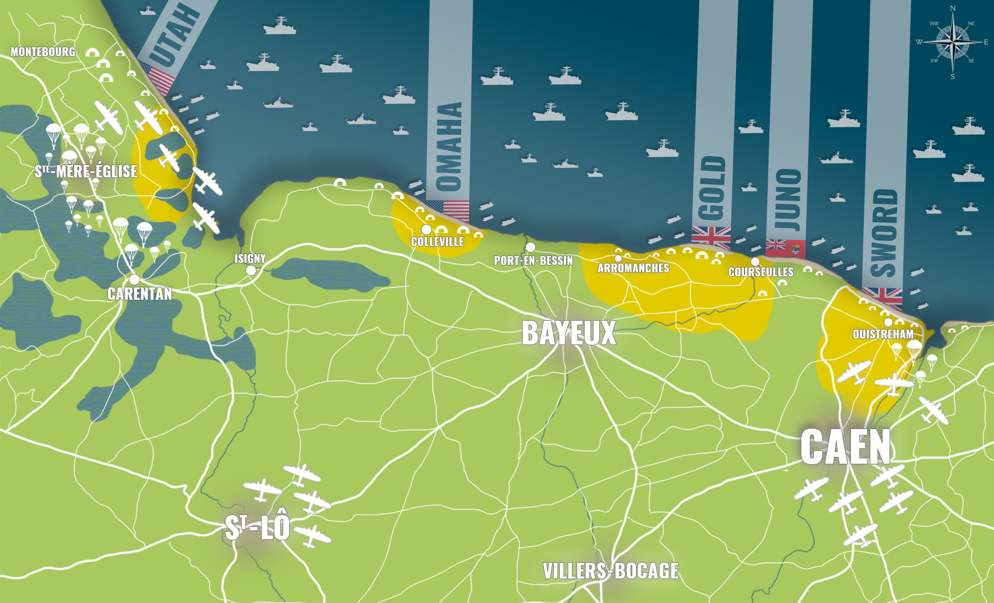 Carte du débarquement en Normandie