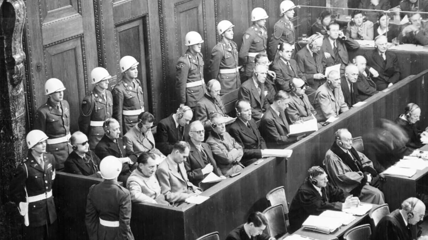 Les dignitaires nazis, lors du proc&egrave;s de Nuremberg